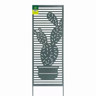   Fém növényfuttató dekoratív kaktusz motívumokkal khaki panel: 33 x m.98 cm
láb: 22 cm