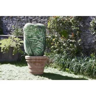   Nyomott mintás átteleltető növénytakaró zsák zöld, levél mintás 1 x 1,50 m Ø 65cm