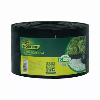 Újrahasznosított gumi ágyásszegély fekete 13 cm x 10 m