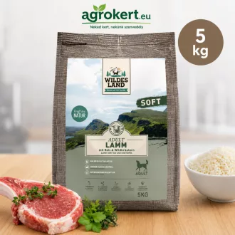   Wildes Land - Soft félnedves táp báránnyal és rizzsel kutyáknak - 5 kg